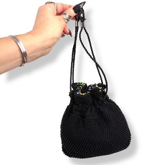 1960's rainbow beaded reversible pouch purse bag - Picture 16 of 16